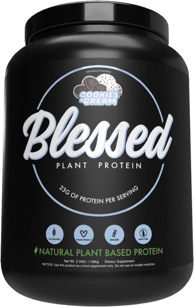 Beato Vegan Protein Powder - Planta Basada Protein Powder Meal Replacement Protein Shake, 23g de Pea Protein Powder, Dairy Free, Gluten Free, Soy Free, No Sugar Añadido, 30 Servings (Cookies & Cream)