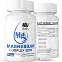 Suplemento Complejo de Magnesio 500mg, 8 formas activas Absorción maximizada – Glycinate, Citrato, Taurate & D3, B6 para calma, sueño & musculo sano, 120 cápsulas - 60 cuenta (Pack de 2)
