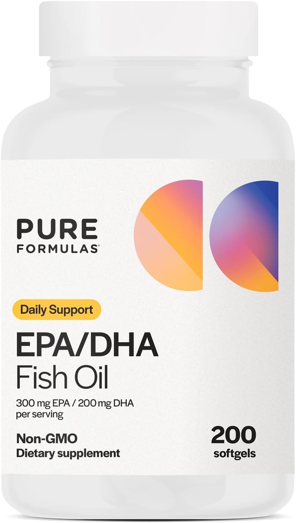 EPA DHA Omega 3 Suplemento 300 mg EPA 200 mg DHA Por Servir Aceite de pescado omega 3 ácidos grasos para hombres de alta EPA aceite de pescado EFA Apoyo Cardiovascular y Cerebro Salud No GMO 200 Softgels
