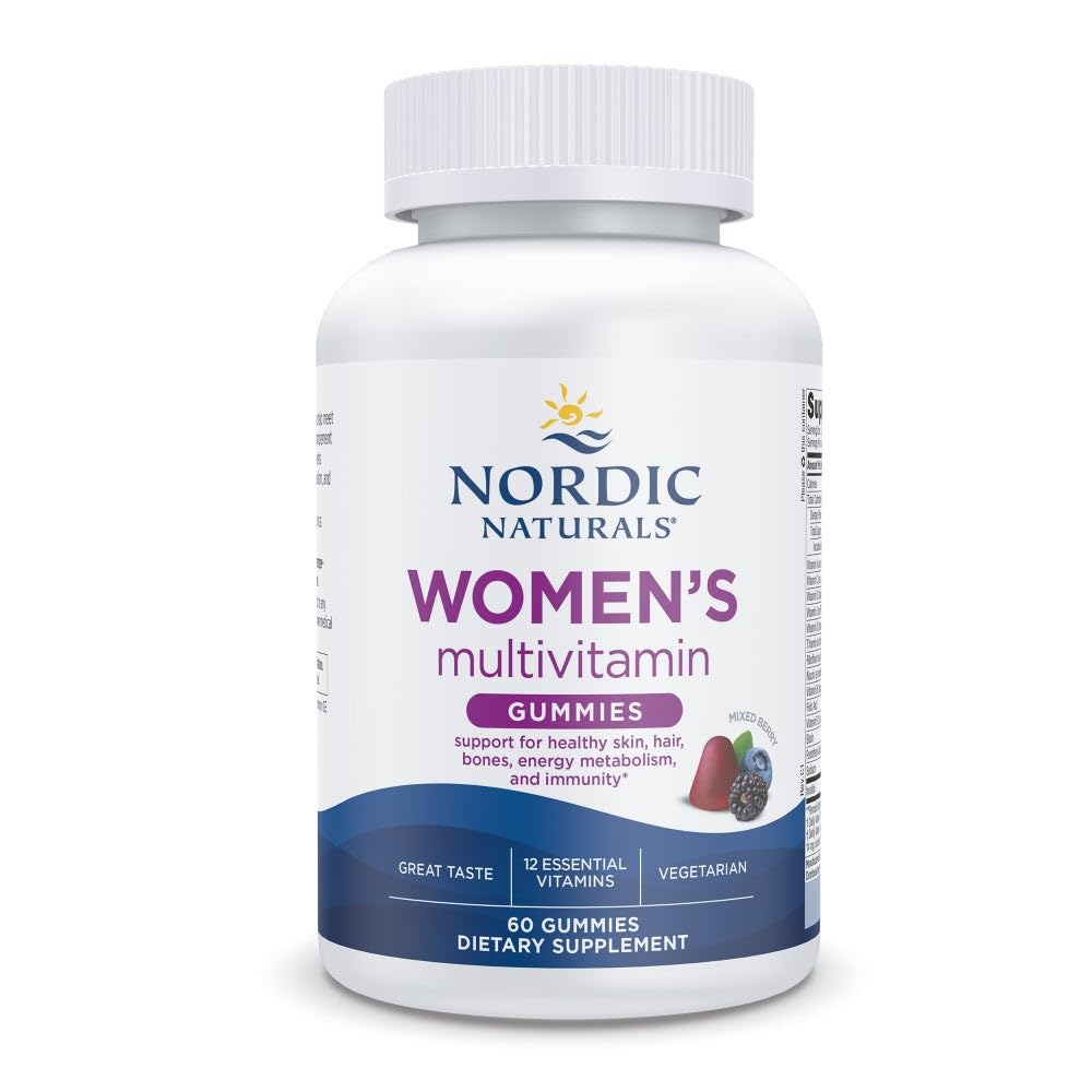Naturales nórdicos Gummies multivitamínicos, Berry mixto - 60 Gummies - Apoyo a la piel sana, pelo, huesos, energía &amp; inmunidad - No GMO, vegetariano - 30 Servimientos