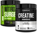 Fábrica de Jacked NITROSURGE Pre Workout Supplement (Grape, 30 Servings) & Creatine Monohydrate Powder (Unflavored, 30 Servings)