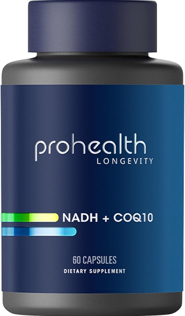 ProHealth NADH + CoQ10 - Boost NAD+ ← 60 Day Supply ← Pure NADH 25 mg, CoQ10 100 mg  60 Acid Resistant Capsules