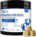 NATURE TARGET Omega 3 aceite de pescado para perros, aceite de salmón para la piel & suplemento de carne con EPA & DHA ácidos grasos - Itch perro & Alivio de alergia, Anti cama, Hot Spots Tratamiento - Hip & Soporte conjunto - 120ct