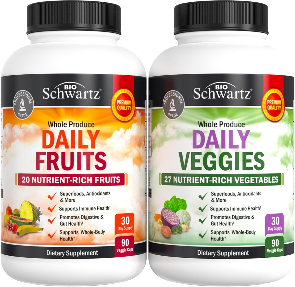 Suplemento diario de frutas y verduras para adultos - Super Frutas y verduras cápsulas para la energía mejorada Gut Health Immune Soporte general con 47 frutas y verduras enteras de alimentos - 1 mes