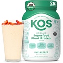 KOS Vegan Protein Powder, Unflavored & Unsweetened - Low Carb Pea Protein Blend, Ecológico Superfood Rich in Vitamins & Minerals - Keto, Soy, Dairy Free - Meal Replacement for Women &amp; Hombre - 28 Servings