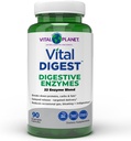 Planeta Vital – Vital Digest Natural Digestive Enzymes apoya la desintegración de proteínas, grasas y carbohidratos y reduce el gas ocasional, el rubor y la indigestión 90 cápsulas (paquete mayo Vary)