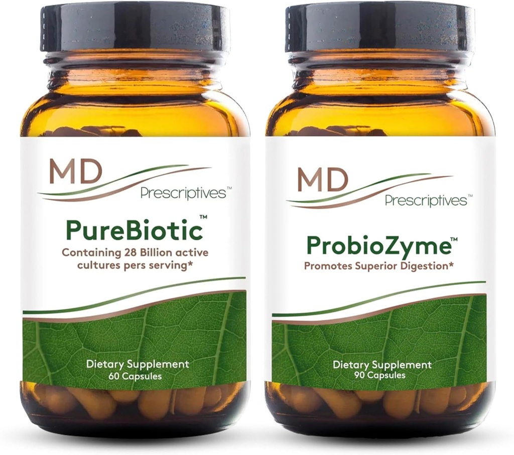 PureBiotic and ProbioZyme Bundle - Digestive & Gut Health Supplement - 60 cápsulas/90 cápsulas
