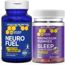 NATURAL STACKS Magnesio sueño Gummies + NeuroFuel Nootropic Bundle - Asistencias Brain Health & Sleep* - 105 piezas