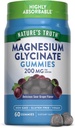 La verdad de la naturaleza Magnesium Glycinate Gummies for Adults TEN 200mg TEN 60 Conde ANTE Vegan, Non-GMO & Gluten Free Supplement TEN Grape Flavor