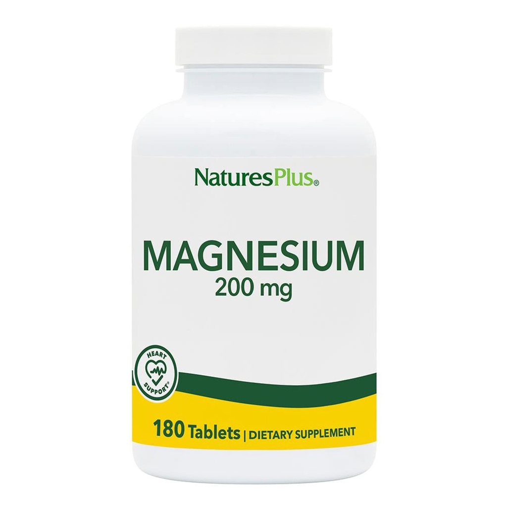 NaturalezasPlus Magnesio - 200 mg, 180 Tabletas - Vegetariano, Gluten Gratis - 180 Servimientos