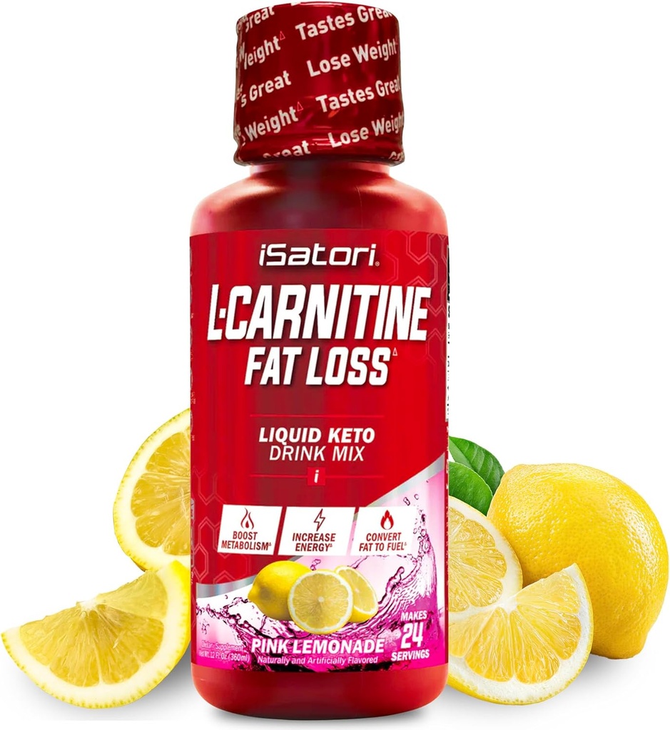 iSatori L-Carnitine 1500, Triple-Blend Liquid L Carnitine Suplemento, con Acetyl & Tartrate, Estimulante Energía Libre, Sin Calories, Sugar o Gluten, Keto-Friendly, Rosa Lemonade (24 Servimientos)