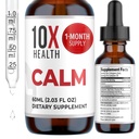10X Health Calm L Theanine Supplement Liquid Drops - 100mg L'Theanine Drops & 100mg GABA Suplementos para apoyar Nerves, Calm &amp; Stress - Natural Flavor 2.03 Fl oz.