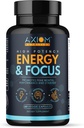 Energy and Focus - Extra Strength 200mg Caffeine and Lions Mane Mushroom Suplemento, 60 cápsulas - con Alpha GPC, L-Theanine, L-Tyrosine para apoyar la función cerebral y la concentración