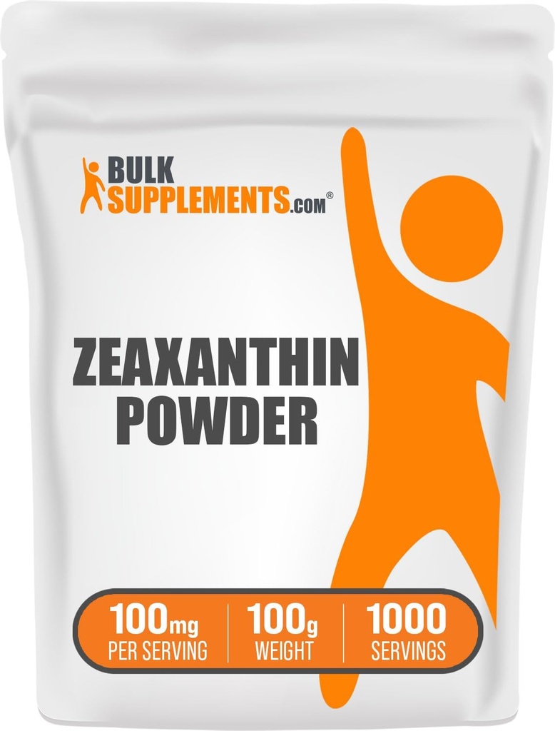 BulkSupplements.com Zeaxanthin Powder - Suplementos de Zeaxanthin, de Marigold Flower Extract - Gluten Free, 100mg (Zeaxanthin 5mg) por Serving, 100g (3,5 oz) (Pack de 1)