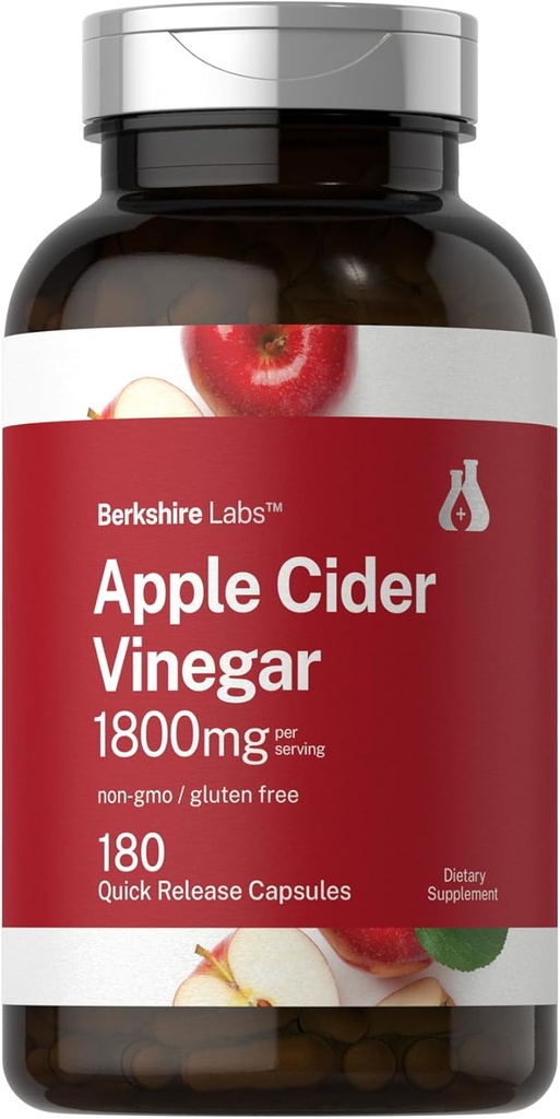 Horbaach Apple Cider Vinegar Capsules Silencio 1800mg Silencio 180 Conde ← No Gluten-Free Suplemento Silencio por Berkshire Labs