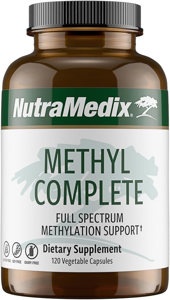 NutraMedix Methyl Complete - Metilación completa " Energy Support Capsules - Vitamina B2, B6, B12 " Folate - con Monohidrato de Creatina " Betaine Anhydrous (120 Conteo)