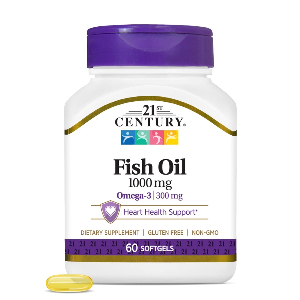 21th Century Fish Oil 1000 mg Softgels, 60 Cuenta (Pack of 3)