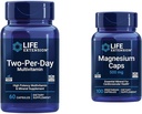 Extensión de la vida Multivitamínico de dos por día con vitaminas C sensibleD y magnesio cápsulas 500 mg para el corazón, cerebro, hueso, salud celular
