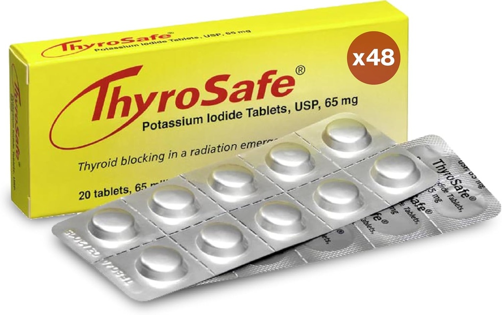 65mg Potasio Iodide Tablets (960 Pack) - Protege su tiroides de la exposición a las radiaciones nucleares