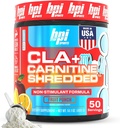BPI Sports CLA + Carnitine Shredded - Convertir células grasas en energía y apoya el músculo magro, metabolismo más alto - Suplemento no estimulante L-Carnitina - Fruta Punch (14.1 oz. / 50 Serviciones)