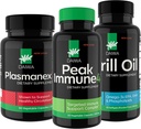 Daiwa Peak Immune 4 - Booster de sistema inmunológico natural + Plasmanex 1 – Suplemento de circulación de sangre + aceite de krill – Omega 3 cápsulas de aceite de krill