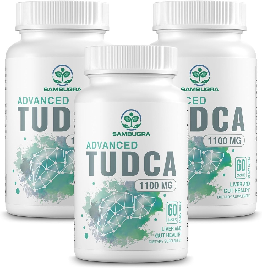 TUDCA 1100mg para la limpieza del hígado Detox y Reparación, 3er Parte testó suplementos TUDCA avanzados, Ultra Strength Bile Salt TUDCA Liver Suplemento, 180 cápsulas (Pack of 3)