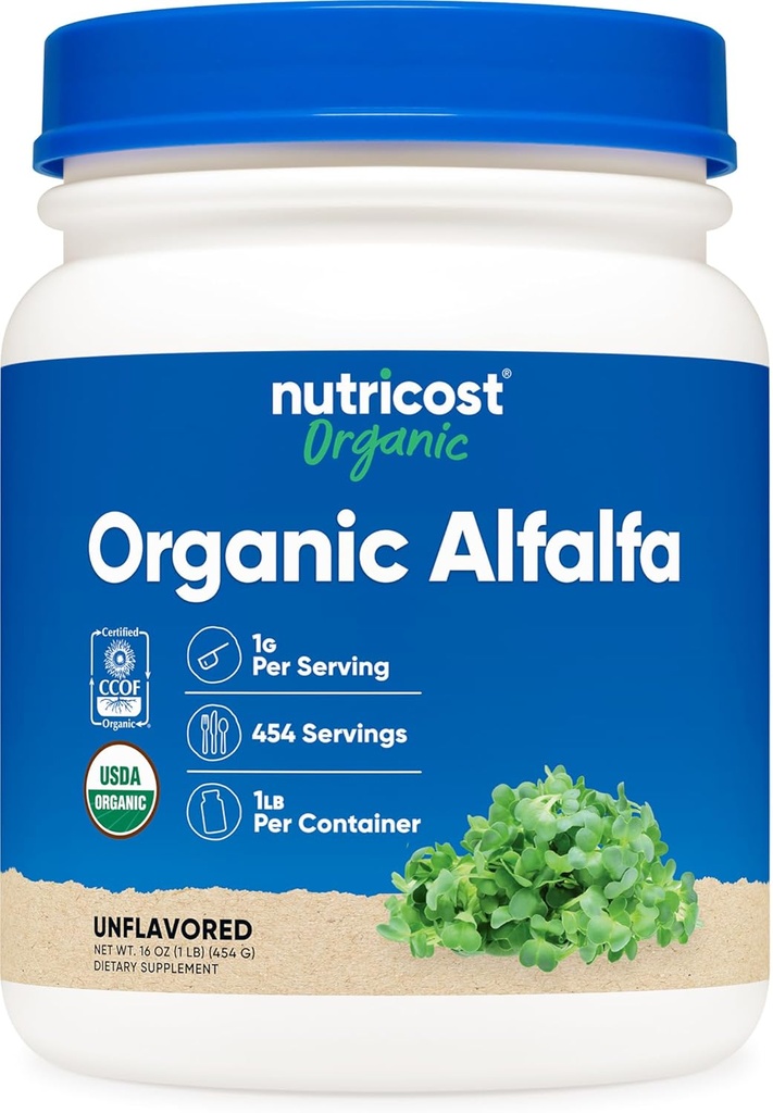 [BRSWGAY3OJ5QMA3H] Nutricost Organic Alfalfa Powder 1LB - USDA Certified 100% Organic, Vegetarian, Non-GMO, Gluten Free