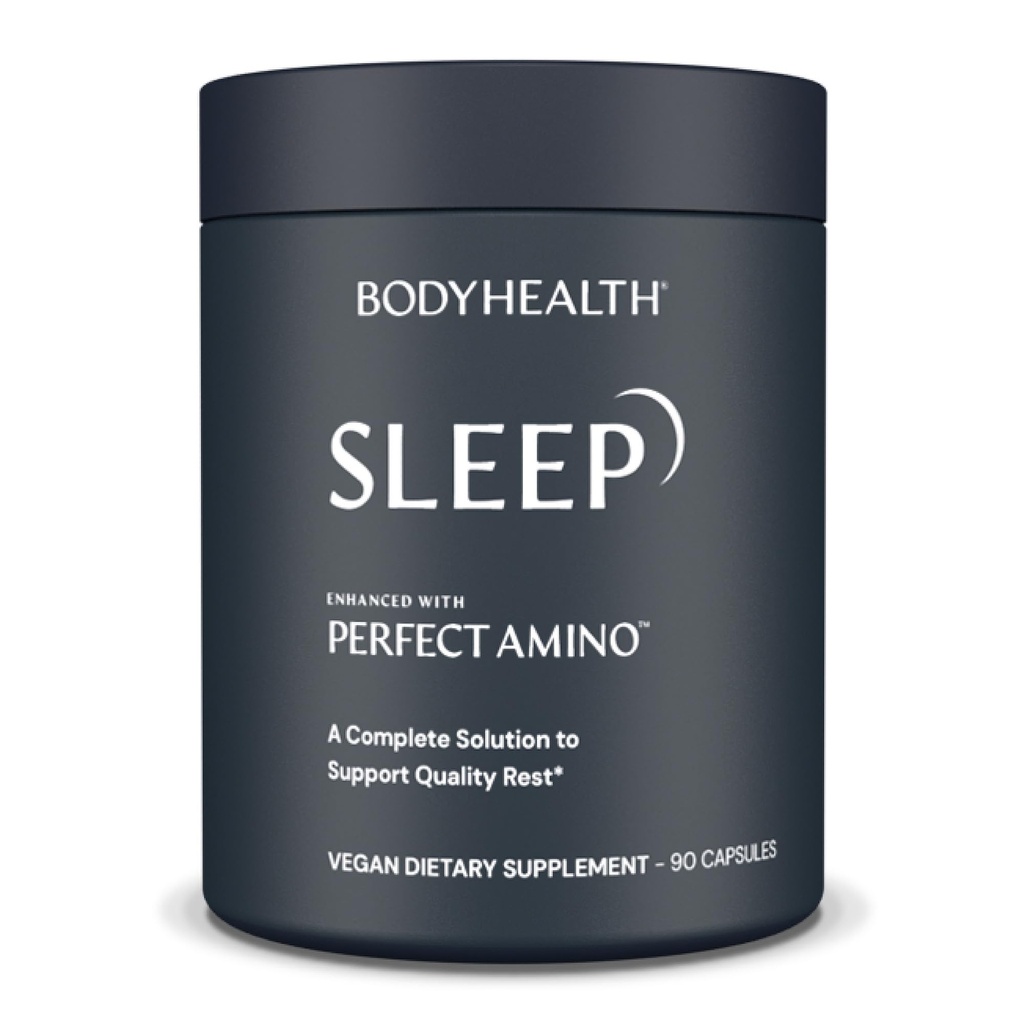 BodyHealth Sleep, Sleep Aid and Supplement for Adults with 3 mg Melatonin, Non-Habit Forming Pills Mejorado con PerfectAmino - 90 Capsules