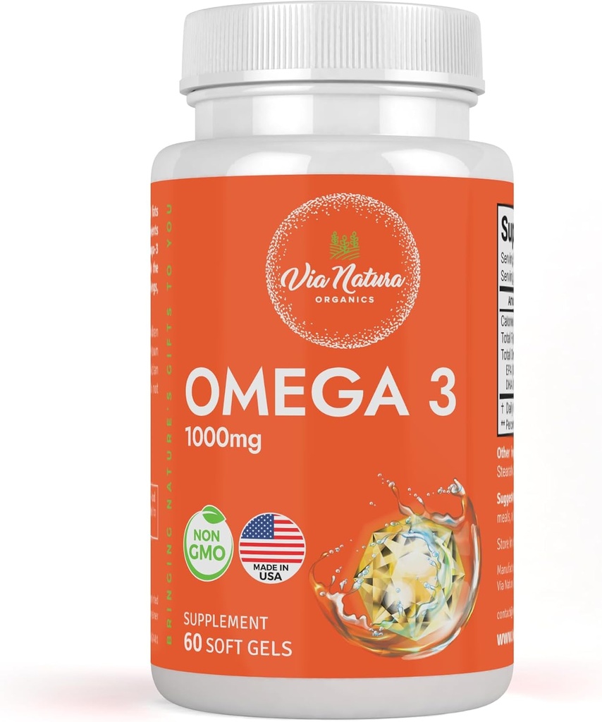 Omega 3 Ø 1000mg Silenciosos Aceite de Pesca Silenciosos ácidos grasos Silenciosos EPA & DHA Silencio Non-GMO Silencio 60 Softgels