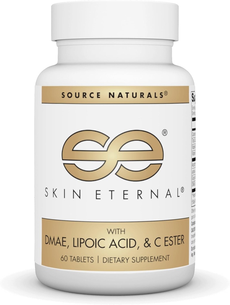 Fuente Natural Tabla eterna de piel con DMAE, ácido LIPOIC, " C Ester - 60 Tabletas