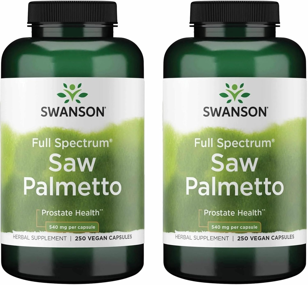Swanson Saw Palmetto - Suplemento Herbal Promoción de la Salud de la Prostata Hombre - Suplemento Natural del Pelo & Apoyo a la Salud orina (540 mg 250 cápsulas) (2 Pack)