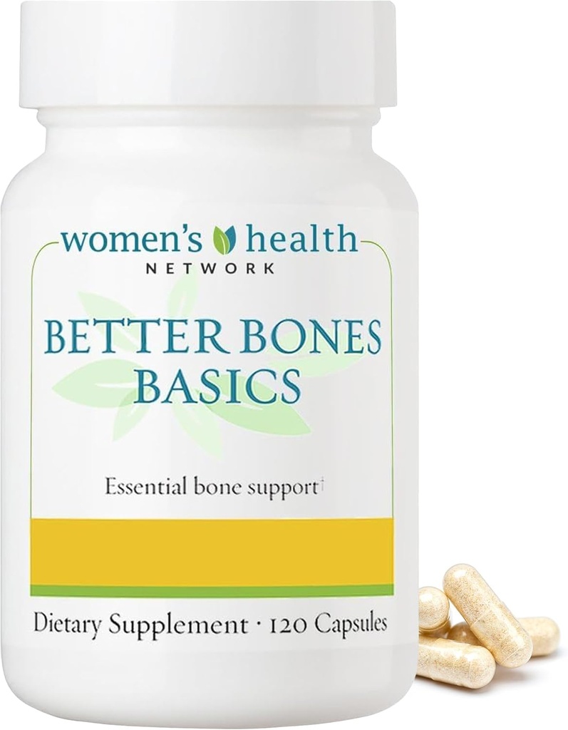 Mejores Básicos de Huesos por Red de Salud de Mujeres - Calcio, Magnesio, Zinc, Vitamina D, Vitamina K, Manganesa y Borón - 120 Cápsulas