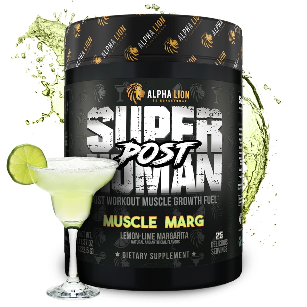 Alfa León Superhumano Post Workout Powder, Muscle Builder Drink, Creatine Monohydrate + More for Lean Muscle Growth, Strength & Volume, Supplement for Women &amp; Men (25 Servings, Muscle Marg)