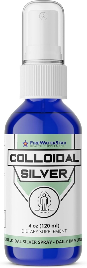 FWS Colloidal Silver Spray - 4 oz - Clear Silver - 50 ppm - 99.99% Puro Silver - Daily Immune Support