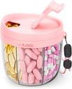 Dispensador lindo con 7 grandes componentes, organizador de botellas portátil con apertura amplia para fácil uso, organizador de píldoras anti-mix para viajes, contenedor libre de BPA, rosa