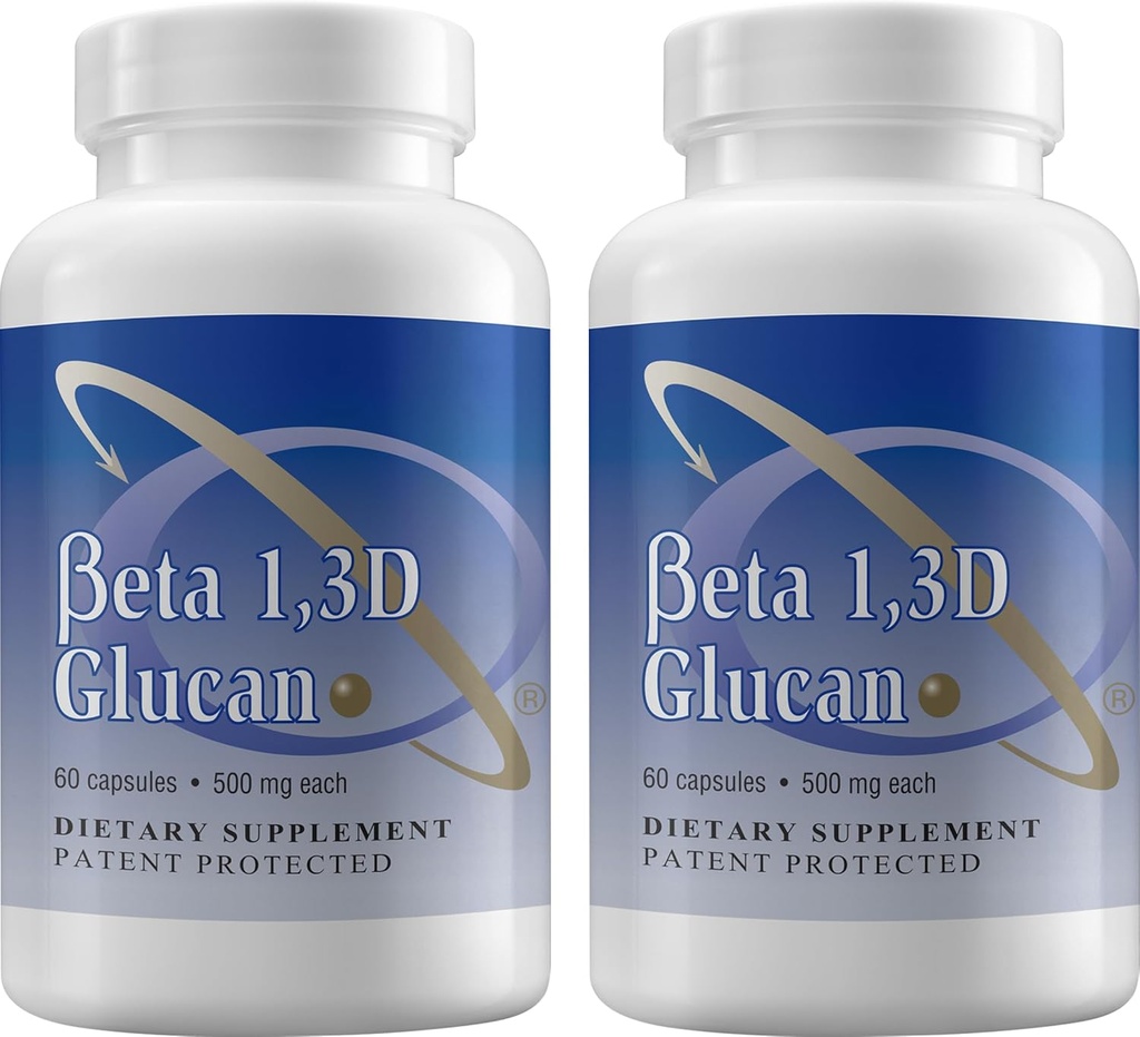 Suplemento de apoyo inmunitario Glucano de Beta 1.3D altamente purificado (Pack de 2-500 mg de fibra deglucano por cápsula)