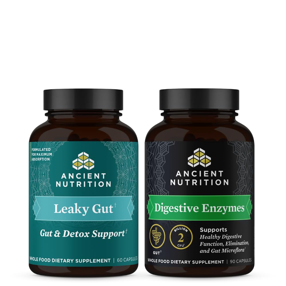 Antigua Nutrición Leaky Gut Capsules, 60 Conde + Enzimas Digestivos Capsules, 90 Conde