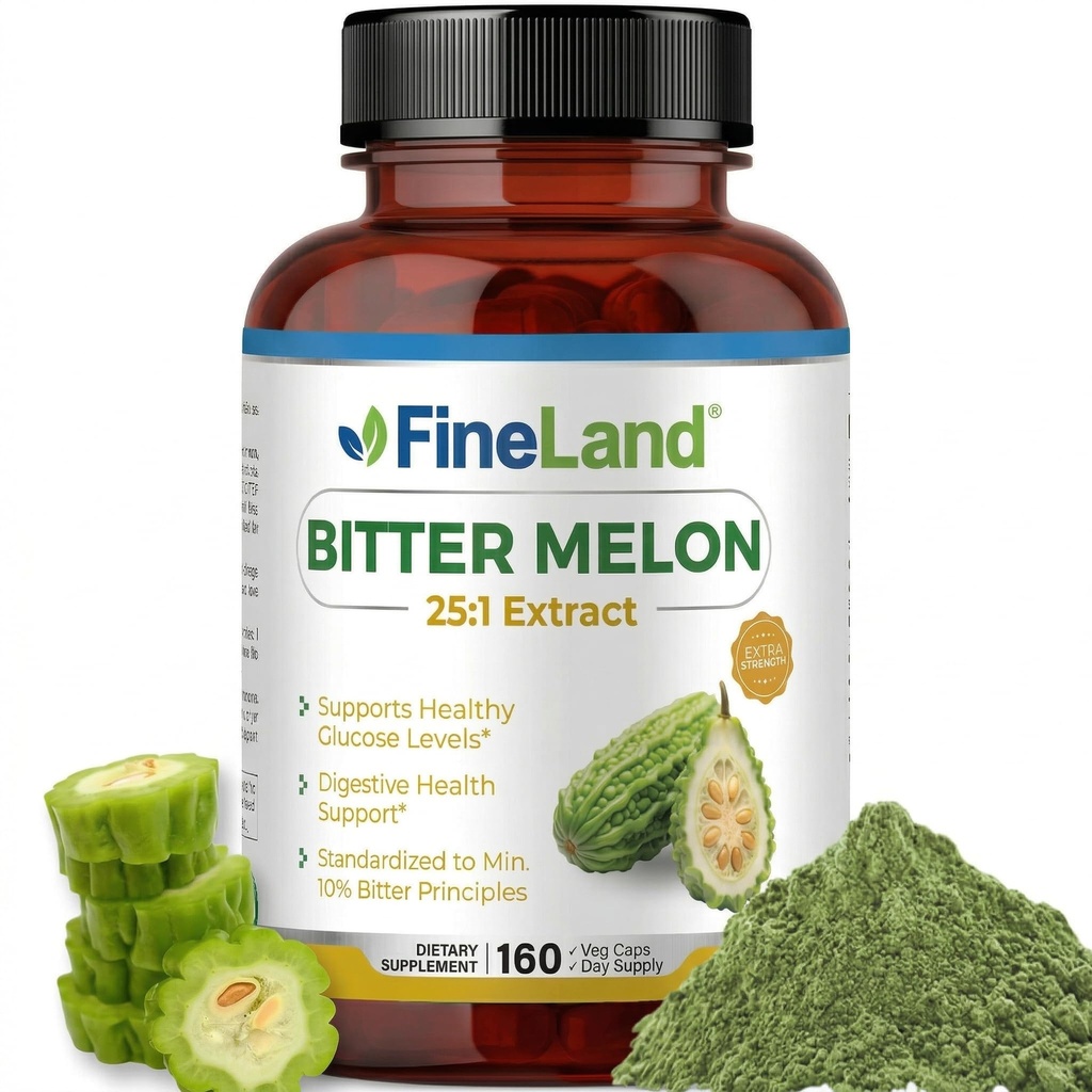 FineLand Bitter Melon 25:1 Extracto 12.500mg Strength, 10% Bitter Principles, 160 cápsulas Vegan, apoya la salud digestiva, Standardizado y concentrado 25X Extract, Non-GMO Made in USA