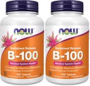 AHORA Suplementos, vitamina B-100, liberación sostenida, producción energética*, salud del sistema nervioso*, 100 Tabletas (Pack of 2)