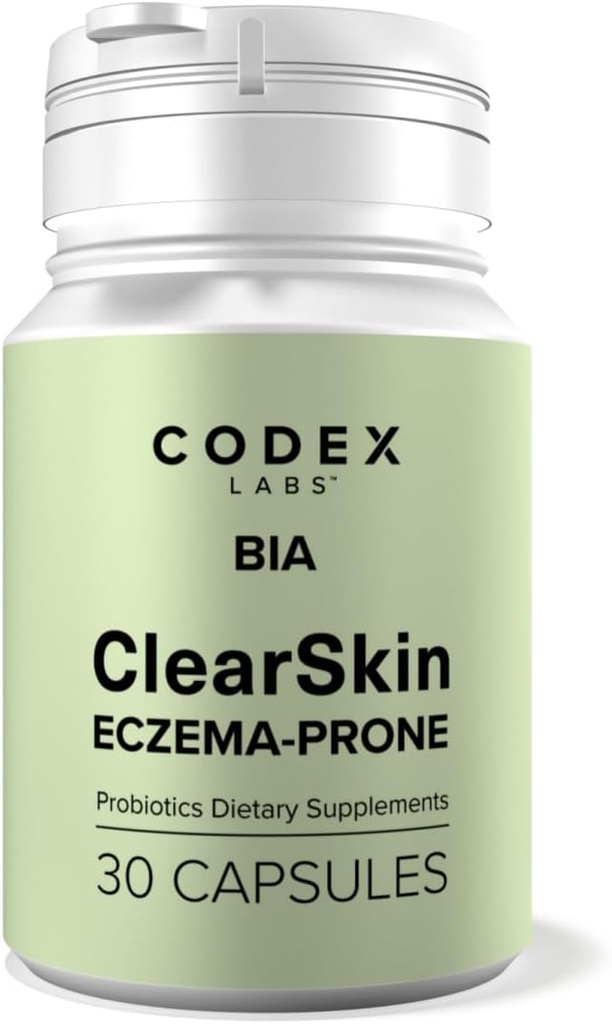 Codex Labs BIA Eczema Probiótico – 30 cápsulas sometidas Sinbiótico para la piel del Eczema-Prone con probióticos clínicos y prebióticos Blueberry ¦ Gut-Skin Barrier & Immune Support  durable 30-Day Supply