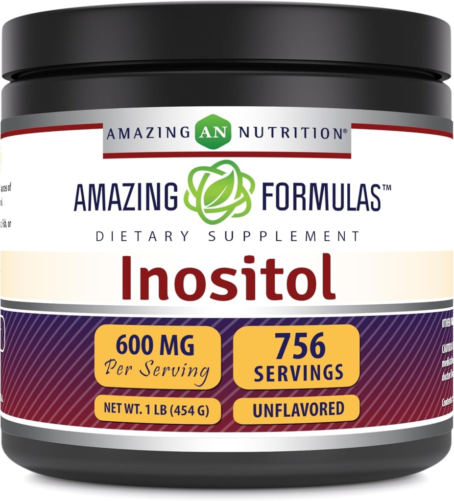Amazing Formulas Inositol Powder Suplemento TEN 600 Mg per Serving TEN Desflavored TEN 1 Lb (454 Grams) TEN Non-GMO TEN Gluten-Free TEN Made in USA