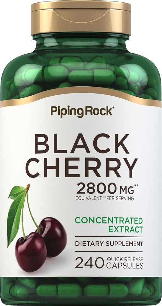 Piping Rock Black Cherry Extracto Concentrate Silencio 2800 mg Silencio 240 cápsulas Silencio no GMO, Gluten suplemento gratis