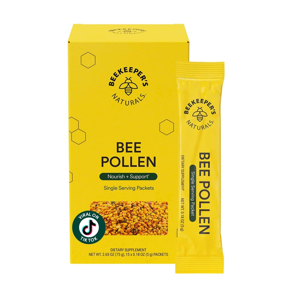 Naturales de abeto - 100% crudo de abeja Pollen Stick Packs, Natural Preservado Enzymes, Fuente de vitamina B, Minerales, Aminoácidos " Proteína - Paleo " Keto Friendly, Gluten Free (15ct)