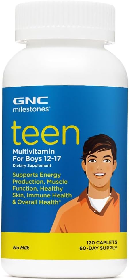 Millas GNC Adolescentes multivitamínicos para niños 12-17, apoya la producción energética y la función muscular, 120 cápsulas