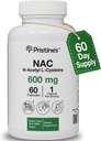 PriSTINE'S N-Acetyl L-Cysteine (NAC) Inmunity, Lung, " Liver Support Supplement Capsules - 600MG 60 Day Supply - Potent Antioxidant - Vegan, Gluten Free, Non GMO
