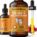 Multivitamina líquido de 10 en-1 para perros y gatos, 2 suplemento de vitamina multi onza, vitamina para perros, vitaminas para gatos, con arándanos de Glucosamina, 2 oz