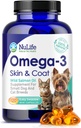 Omega 3 aceite de pescado para perros pequeños & gatos - Pet Fish Oil Supplement with DHA & EPA Fatty Acids for Healthy Skin and Coat - Mejora la ropa de cama ' Alivia la piel seca, picazón - 500mg - 120 cápsulas