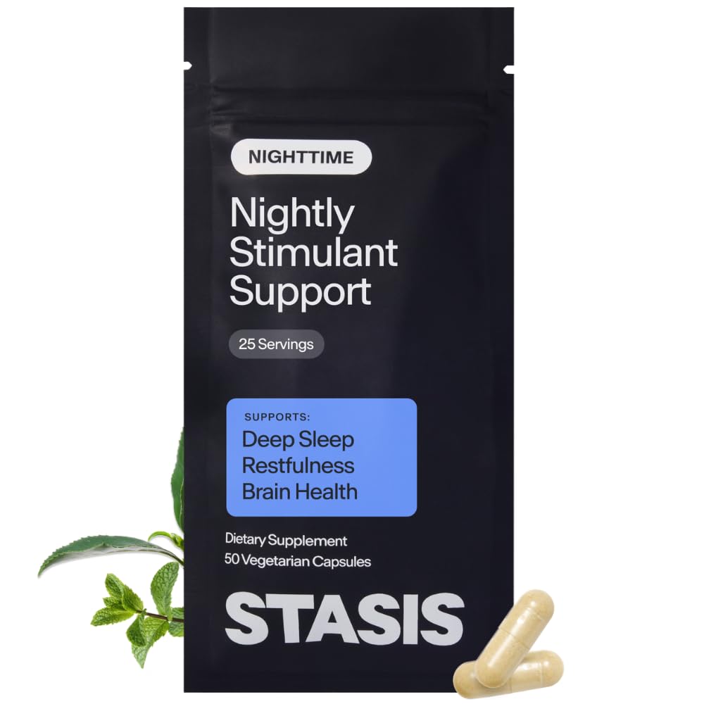 Estasis Noche - Cápsulas de calma y sueño para pareja con Estimulante - Skullcap, Magnolia Bark, Magnesio para el sueño, y Astaxanthin Suplementos para la relajación y el soporte de humor - 25 Servimientos