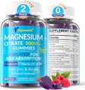 Citrato de magnesio Gummies 500mg para Mujer Hombre Azúcar Gratis, Citrato de magnesio para estreñimiento  Gummies de Magnesio Chelated con B6 para Mood, Calma TENCalcium Magnesium Zinc D3 Suplemento para Bone & Muscle