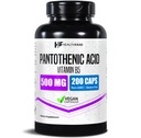 Healthfare Pantothenic Acid 500mg Vitamin B5 Supplement ← 200 Vegan Capsules ← Extra Strength Energy &amp; Metabolism Support ← Non-GMO, Gluten-Free TEN Made in USA